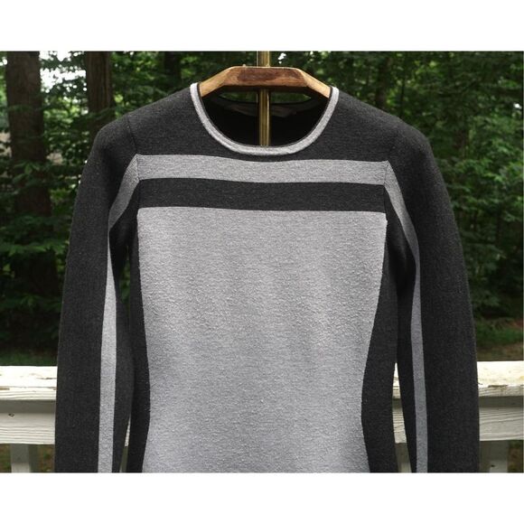 Athleta Omega Wool Grey Colorblock Long Sleeve Dress - Picture 2 of 8